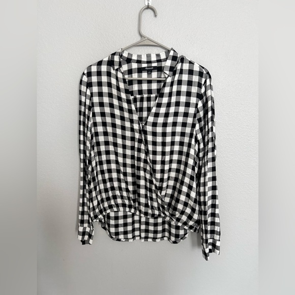 Madewell Black and White Plaid Tunic Blouse - Picture 3 of 7